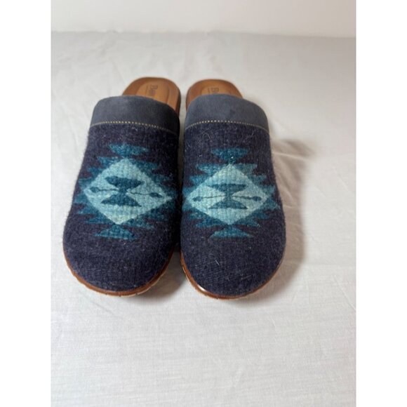 Børn Womens Wool Slip-On Mules With Geometric Pattern & Leather Sole - Picture 2 of 13